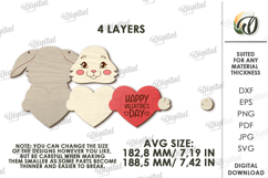 3D Valentine's Day Door Hanger Laser Cut. Bunny SVG Product Image 2