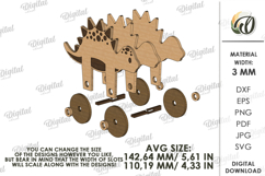 Toddler toy on wheels Laser Cut. Dinosaur SVG Product Image 2
