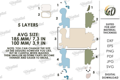 3D Animals Greetings Card Paper Cut. Cute Animals SVG Product Image 2