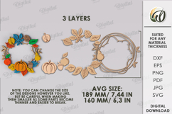 Autumn Wreath Laser Cut . Fall Wreath Decor SVG Product Image 2