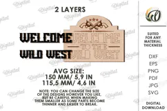 Wild West Sign Laser Cut. Wooden Westen Wall Art SVG Product Image 2