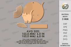 Naughty Cat on shelf Round Sign Laser Cut. Wall Decor SVG Product Image 2