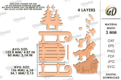 Christmas Sleigh Stand Laser Cut. Snowman SVG Product Image 2