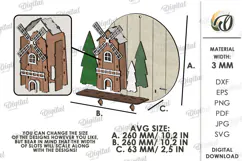 Christmas Windmill Round Sign Laser Cut. Wall Decor SVG Product Image 2