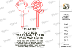3D Teacher Pencil Flower Laser Cut. Teacher Gift SVG Product Image 2