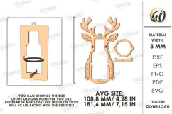 Christmas Mini Bottle Holder Ornament Lasercut. Reindeer SVG Product Image 2
