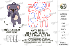 3D Hanging Animal Stress Relief Toy Laser Cut. Koala SVG Product Image 2