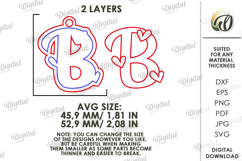 Valentine&#039;s Day Monogram Keychain Laser Cut. Letter B SVG Product Image 2