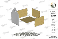 Wooden Children's House Box Laser Cut. Kid's Storage Box SVG Product Image 2