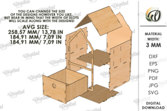 3D Children&#039;s House Box Laser Cut. Kid&#039;s Storage Wooden Box Product Image 3