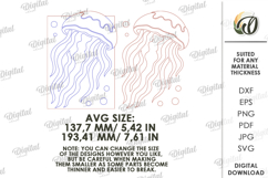 Coastal Mosaic Wall Laser Cut. Wall Decor. Jellyfish SVG Product Image 2