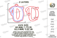 Valentine&#039;s Day Monogram Keychain Laser Cut. Letter D SVG Product Image 2