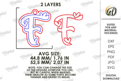 Valentine&#039;s Day Monogram Keychain Laser Cut. Letter F SVG Product Image 2