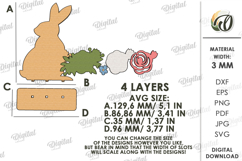 3D Floral Easter Stand Decor Laser Cut. Easter Bunny SVG Product Image 2