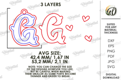 Valentine&#039;s Day Monogram Keychain Laser Cut. Letter G SVG Product Image 2