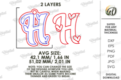 Valentine&#039;s Day Monogram Keychain Laser Cut. Letter H SVG Product Image 2