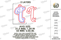 Valentine&#039;s Day Monogram Keychain Laser Cut. Letter I SVG Product Image 2