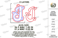 Valentine&#039;s Day Monogram Keychain Laser Cut. Letter J SVG Product Image 2