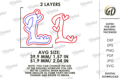 Valentine&#039;s Day Monogram Keychain Laser Cut. Letter L SVG Product Image 2