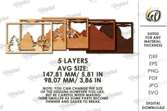 Wooden Layered Home Decor Laser Cut. Layered Mountains SVG Product Image 2