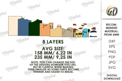 3D Cityscape Wall Art Laser Cut. Layered Home Decor SVG Product Image 2