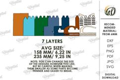 3D Cityscape Wall Art Laser Cut. Layered Home Decor SVG Product Image 2