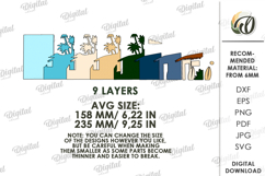 3D Cityscape Wall Art Laser Cut. Layered Home Decor SVG Product Image 2