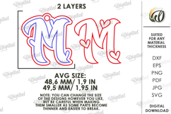 Valentine&#039;s Day Monogram Keychain Laser Cut. Letter M SVG Product Image 2