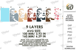 3D Paper Layered Artwork. Wall Decor Paper Craft SVG Product Image 2