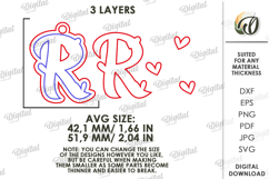 Valentine&#039;s Day Monogram Keychain Laser Cut. Letter R SVG Product Image 2