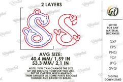 Valentine&#039;s Day Monogram Keychain Laser Cut. Letter S SVG Product Image 2