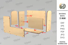 Wooden Desk Organizer Laser Cut. Pencil holder SVG Product Image 3