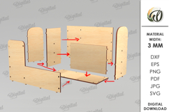 Wooden Desk Organizer Laser Cut. Pencil holder SVG Product Image 2
