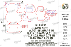 3D Spring Animal Decor Laser Cut. Stand Decor. Cow SVG Product Image 2