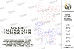 Sweet Sixteen Party Decor Lasercut. Birthday Party Decor SVG Product Image 2