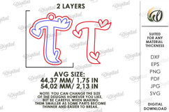 Valentine&#039;s Day Monogram Keychain Laser Cut. Letter T SVG Product Image 2