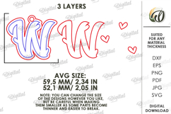 Valentine&#039;s Day Monogram Keychain Laser Cut. Letter W SVG Product Image 2