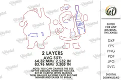 Wine Lover Christmas Ornament Laser Cut. Santa Claus SVG Product Image 2