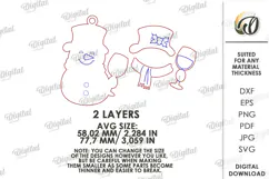 Wine Lover Christmas Ornament Laser Cut. Snowman SVG Product Image 2