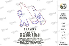 Wine Lover Christmas Ornament Laser Cut. Gingerbread SVG Product Image 2