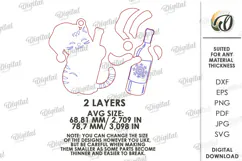 Wine Lover Christmas Ornament Laser Cut. Cat SVG Product Image 2
