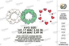 Valentine's Day Wreath Laser Cut. Valentine Wall Decor SVG Product Image 2