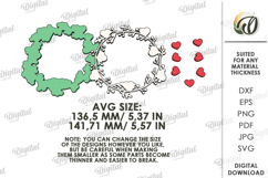Valentine's Day Wreath Laser Cut. Valentine Wall Decor SVG Product Image 2