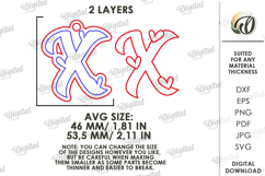 Valentine&#039;s Day Monogram Keychain Laser Cut. Letter X SVG Product Image 2