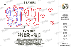 Valentine&#039;s Day Monogram Keychain Laser Cut. Letter Y SVG Product Image 2