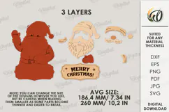Retro Christmas Door Hanger Laser Cut. Santa Claus SVG Product Image 2
