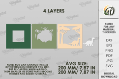3D Baby Photo Frame. Birth Stats Shadow Box Papercut. Dino Product Image 2