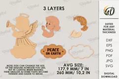 Retro Christmas Angel Door Hanger Laser Cut. Christmas SVG Product Image 2