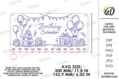 Family Birthday Calendar Laser Cut. Wall Calendar SVG Product Image 2