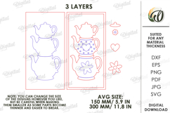 Triple Tea Pot Wall Decor Laser Cut. Rustic Home sign SVG Product Image 2